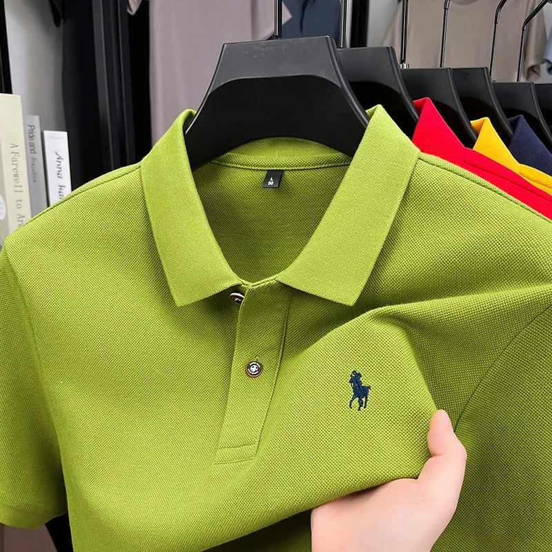 Premium Brand Luxury Men's Polo Shirt Lapel Horse Embroid Short Sleeve 100Cotton T-Shirt British Fashion Summer New Golf Men Top - Ellianto fashion Men's