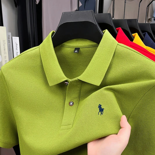 Premium Brand Luxury Men's Polo Shirt Lapel Horse Embroid Short Sleeve 100Cotton T-Shirt British Fashion Summer New Golf Men Top - Ellianto fashion Men's