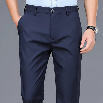 Male Smart Casual Pants Stretchy Sports Men's Fast Dry Trousers Spring Autumn Full Length Straight Office Black Navy Work Pants - Ellianto fashion Men's