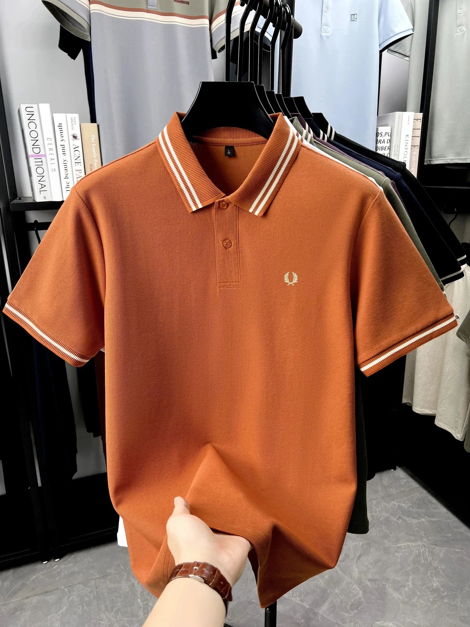 100% pure cotton high-end brand men polo shirt exquisite summer badge embroidery T-shirt fashionable lapel short sleeved shirt - Ellianto fashion Men's