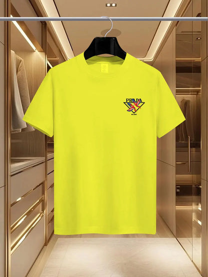 The 2025 new summer men's luxury fashion PDA brand Milan print T-shirt, pure cotton round neck casual fashion Y2K high-end and h - Ellianto fashion Men's