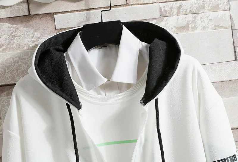Casual Men's Sport Suit Loose Fit Hooded Cardigan Sweatshirt Pants Set Spring Autumn Season Stylish Outfit - Ellianto fashion Men's