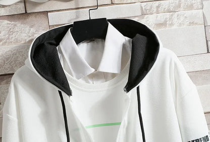 Casual Men's Sport Suit Loose Fit Hooded Cardigan Sweatshirt Pants Set Spring Autumn Season Stylish Outfit - Ellianto fashion Men's