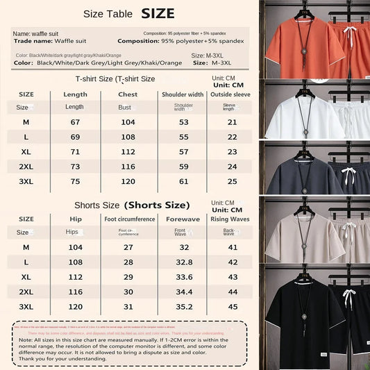 Men's luxury sportswear set casual fitness T-shirt and shorts 2-piece set with short sleeves summer 2025 - Ellianto fashion Men's