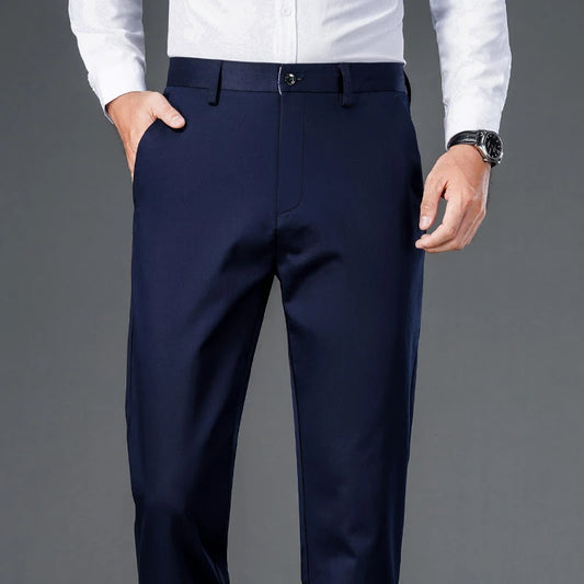 Men's lightweight business casual pants with micro elasticitymen's quick drying pantsnew straight leg office black deep bluepant - Ellianto fashion Men's