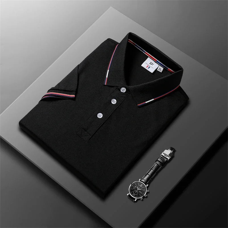 2025 New fashion high quality classic men's short sleeve polo summer casual polo collar S-3XL simple solid color breathable comf - Ellianto fashion Men's