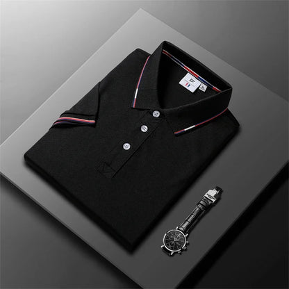2025 New fashion high quality classic men's short sleeve polo summer casual polo collar S-3XL simple solid color breathable comf - Ellianto fashion Men's