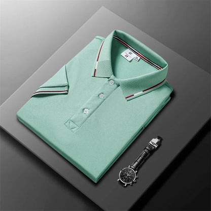 2025 New fashion high quality classic men's short sleeve polo summer casual polo collar S-3XL simple solid color breathable comf - Ellianto fashion Men's