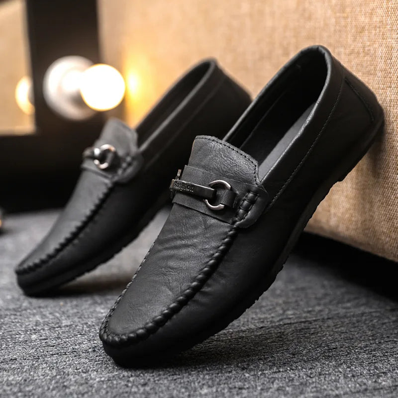 High Quality Leather Men Casual Shoes Comfortable Light Men Loafers Formal Men Dress Shoes Breathable Slip on Men Driving Shoes - Ellianto fashion Men's