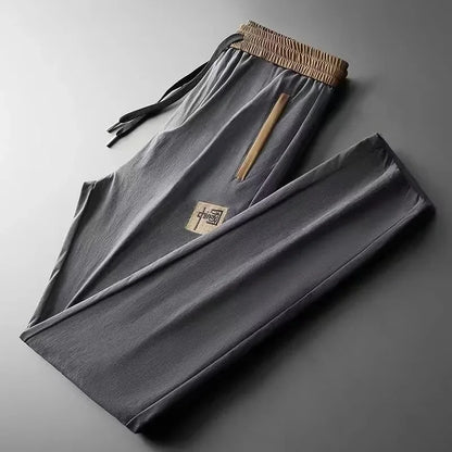 Men’s Summer Casual Pants – Lightweight, Quick-Dry Sporty Sweatpants with Elastic Waist, Trendy Zipper Design, and Comfortable Versatile Fit