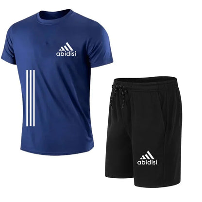 2025 The latest brand men's T-shirt set Fashion casual T-shirt men's summer men's running set - Ellianto fashion Men's