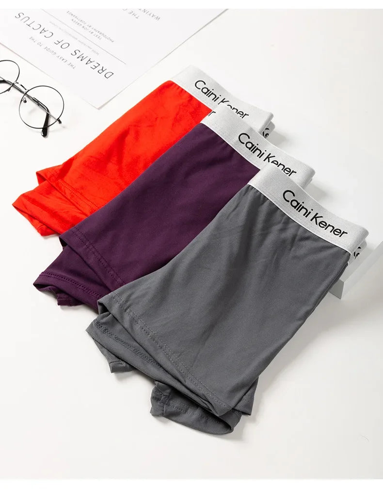 5Pcs/Men's Shorts Brand Underwear Fashion Trend Sexy Boxer Breathable Soft Boxers Men Classic Black Solid Color Underwear Men - Ellianto fashion Men's