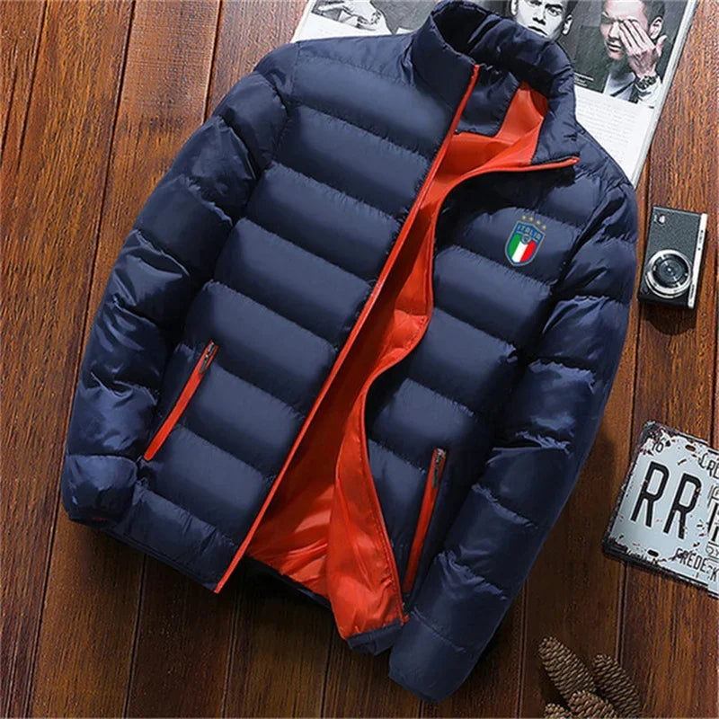 Men's Solid Thick Jacket, Parka Jacket, High Neck, Outdoor, Camping, Fashion, Winter2025 - Ellianto fashion Men's