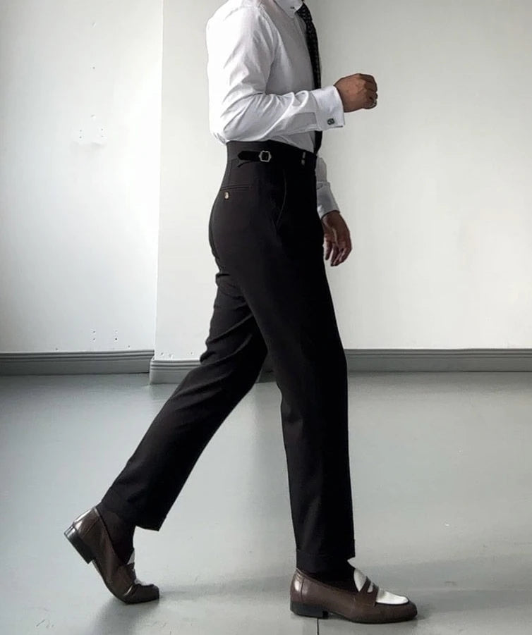 High Waist Slim Fit Business Man Suits Pants Summer 2025 Cheap Elegant Fashion Homme Up Straight Suit Trousers for Men - Ellianto fashion Men's