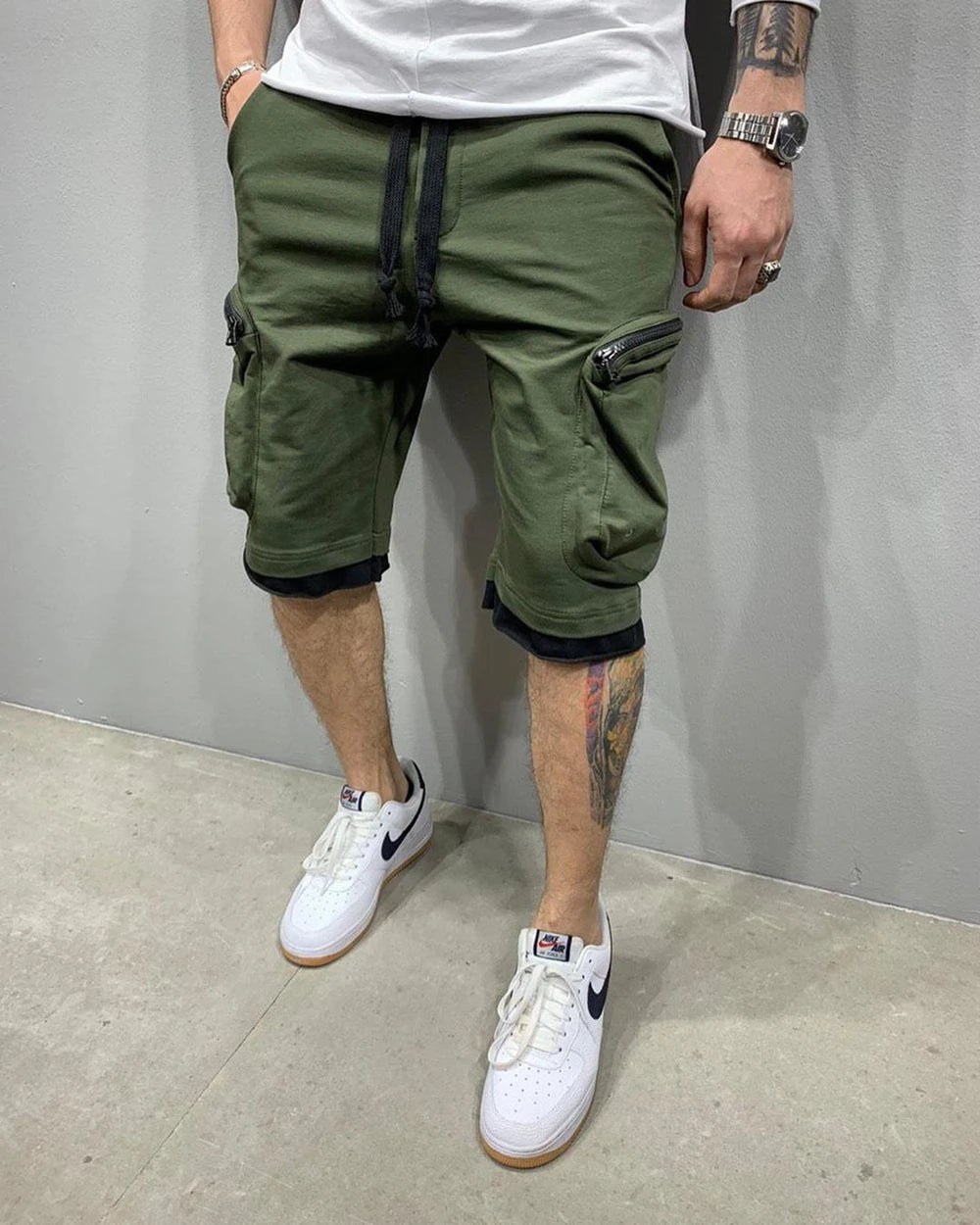 Mens Summer Cargo Shorts Cotton Workout Fitness Shorts Breathable Jogger Training Gyms Bodybuilding Multi Pocket Yellow Shorts - Ellianto fashion Men's