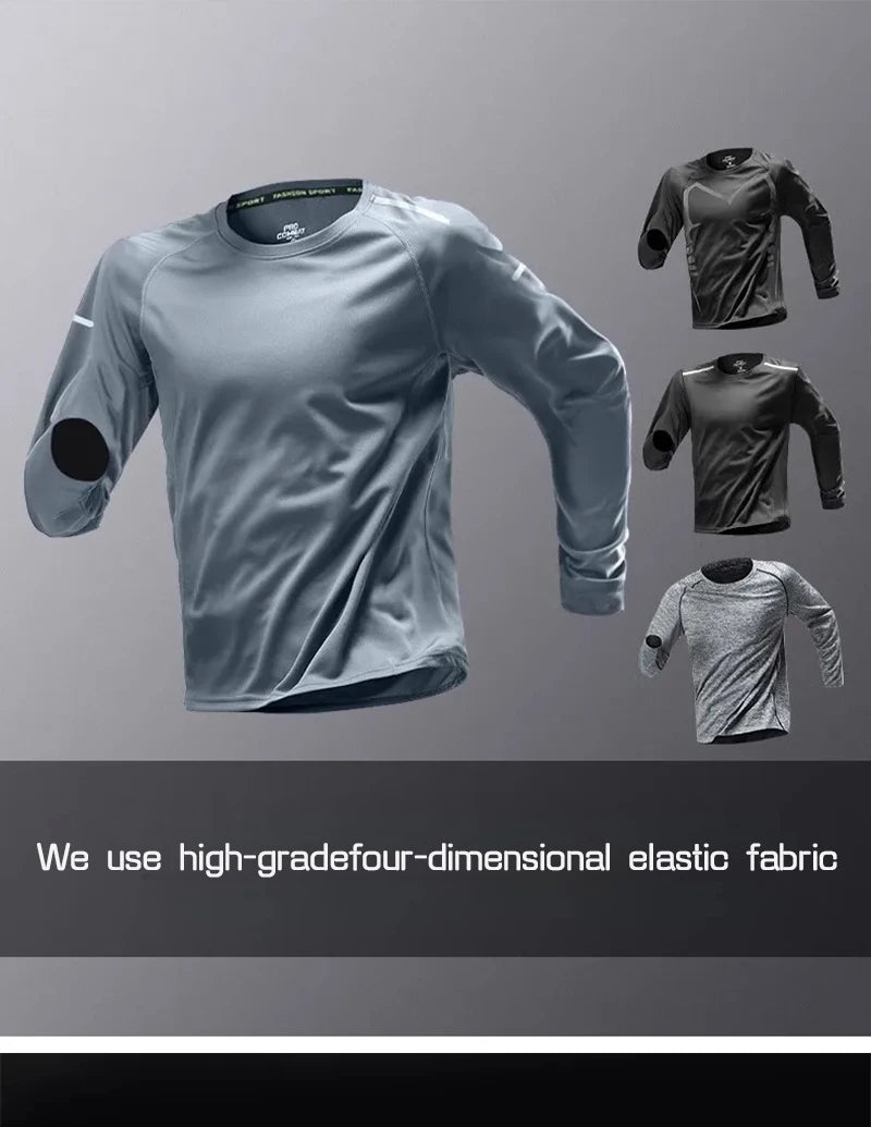 Men's Running Quick-drying Clothes Long Sleeve Running Training Fitness Morning Sports Cycling Mountaineering Men Clothes Tops - Ellianto fashion Men's