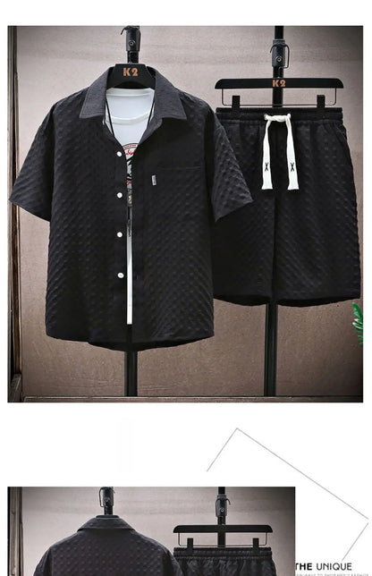 Casual suit Men's Short Sleeve Sport Suit Vintage Trendy Fashionable Lightweight Summer 2025 New Arrival - Ellianto fashion Men's