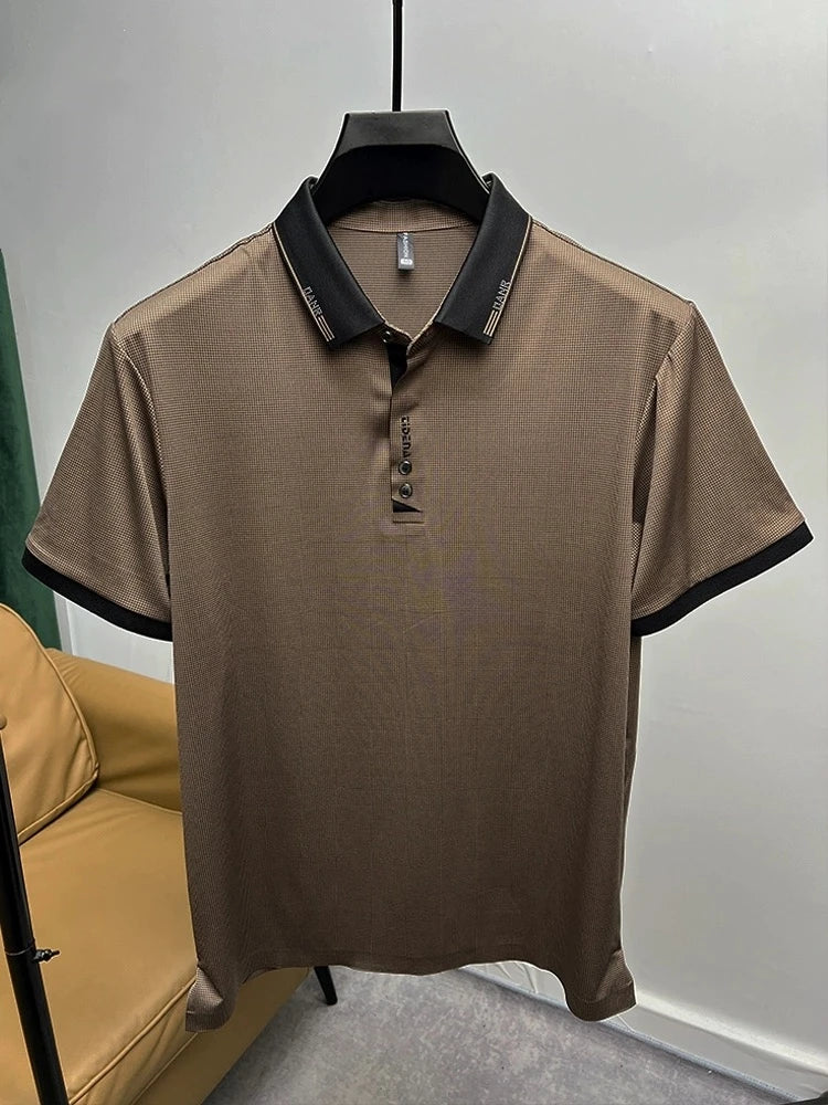 High end brand trend printed short sleeve POLO shirt men's 2025 summer new fashionable lapel casual T-shirt comfortable cool top - Ellianto fashion Men's