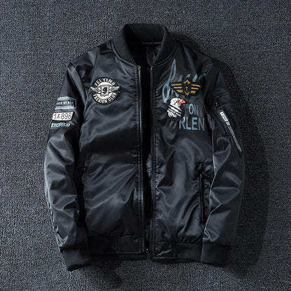 New Mens Bomber Jacket Coat Male Reversible Jacket Embroidery Oversized Casual Jacket Streetwear Men Clothing 7XL A5FB3