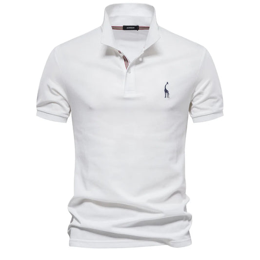 2025 Premium Men's Polo Shirt Deer Embroidery Design 80% Cotton EU Size Casual Short Sleeve Shirts Business Polo Tops Hot Seller - Ellianto fashion Men's