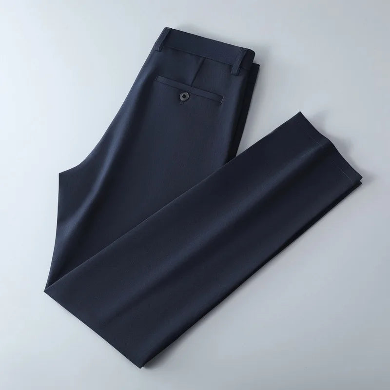 Men's lightweight business casual pants with micro elasticitymen's quick drying pantsnew straight leg office black deep bluepant - Ellianto fashion Men's