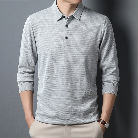 Men's Business Casual Polo Long Sleeve T-shirt Summer Comfortable Top - Ellianto fashion Men's
