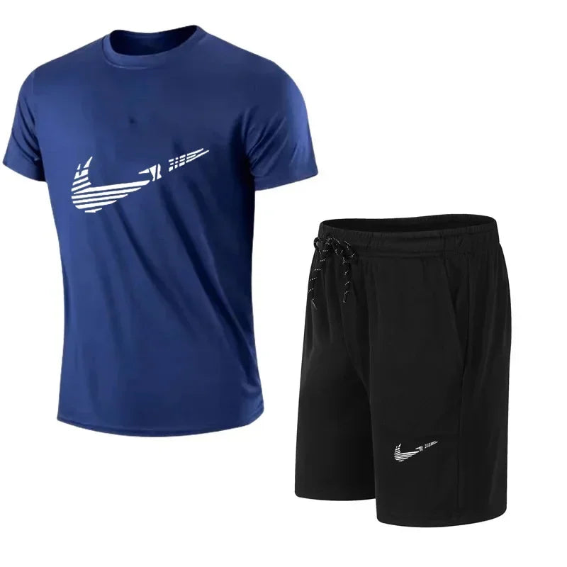 2025 Summer Fashion Men's Tracksuit T-shirt Shorts Set Leisure Short Sleeve Set Jogging Gym Suit Brand Clothing - Ellianto fashion Men's