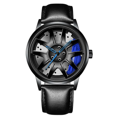 2025 Men Top Big Leather Watches Men Car Wheel Hub Stainless Steel Quartz Watch For Male Military Sports Watch Relogio Masculino - Ellianto fashion Men's