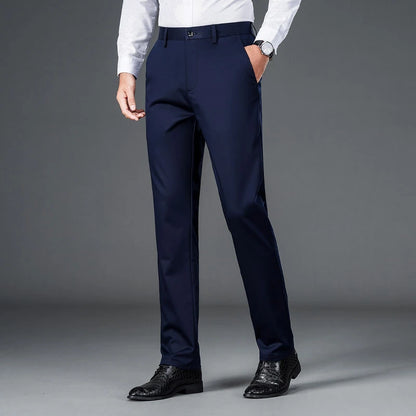 Men's lightweight business casual pants with micro elasticitymen's quick drying pantsnew straight leg office black deep bluepant - Ellianto fashion Men's