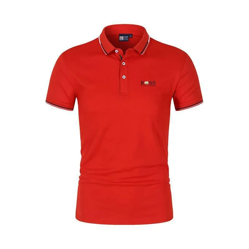 2025 New Fashion BSS FLEXX APPAREL Brand Polo Shirt Men's Summer Standing Neck Slim Fit Solid Color Breathable Casual Men's Polo - Ellianto fashion Men's
