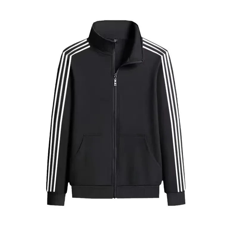 Casual Sportswear Set for Men Spring Autumn Thin Three-Stripes Open Cardigan Hoodie Pants Combo Lightweight Male Outfit - Ellianto fashion Men's