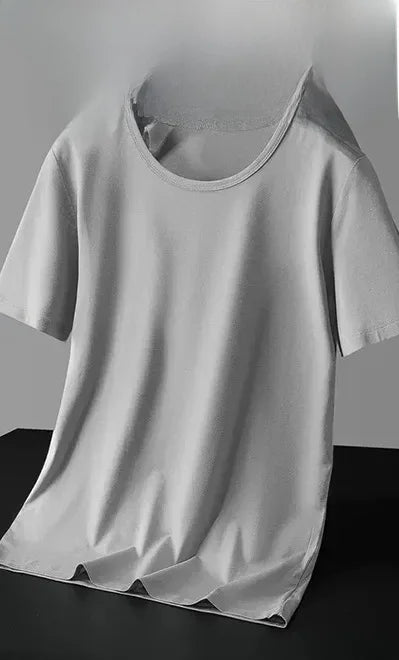 Summer Modal Ice Silk Thin Short Sleeve Men's T-shirt Pure Color Half Sleeve Base Shirt Hot Sale Of The Season Body Fit Tee Crew - Ellianto fashion Men's