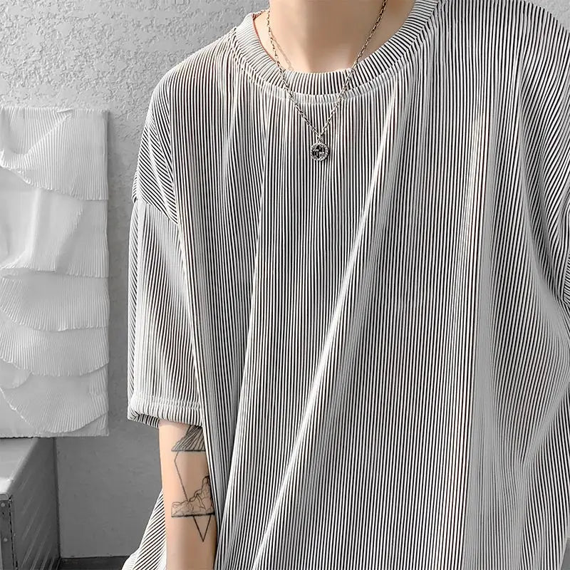 2025 Men's Clothing New Comfortable Simplicity Straight Man Solid Color Handsome Summer Short Sleeve Fashion Casual T-Shirts - Ellianto fashion Men's