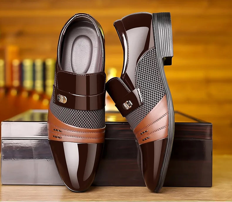 Oxford Shoes Men's Luxury Lacquer Wedding Shoe Pointed Toe Dress Shoes for Men Classic Business Men Leather Shoes Big Size 38-48 - Ellianto fashion Men's