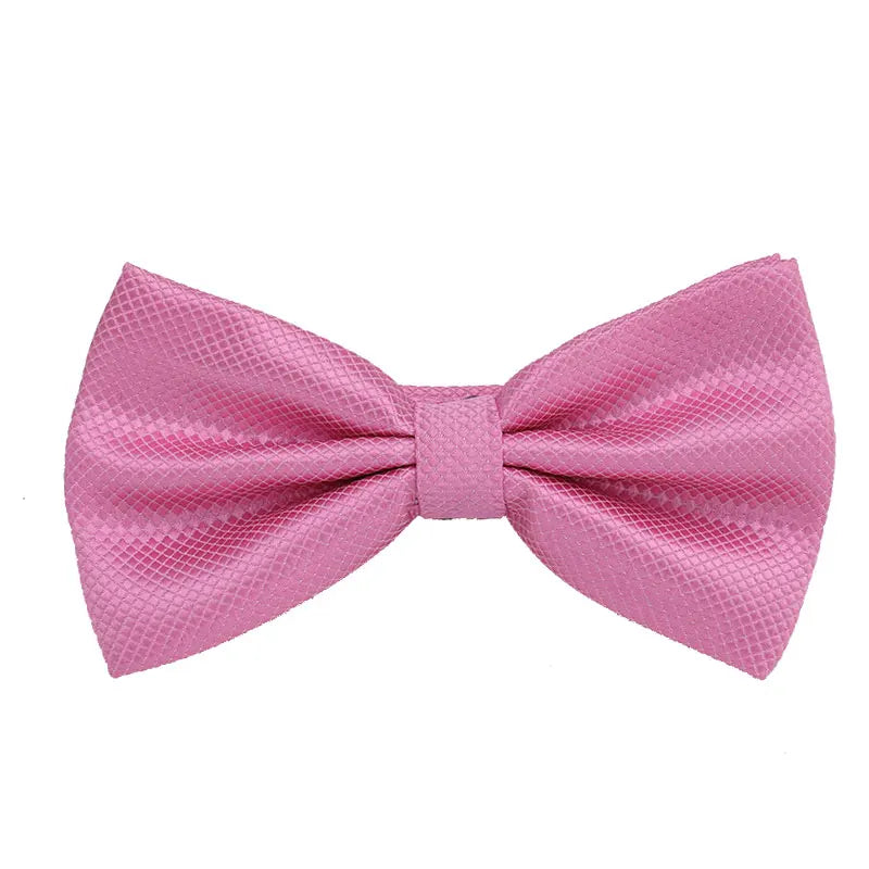 Solid Bowtie Mans Tie Solid Fashion Check Bowties Wedding Banquet Black Gold Red Green Pink Black White Classic Bow Ties For Men - Ellianto fashion Men's