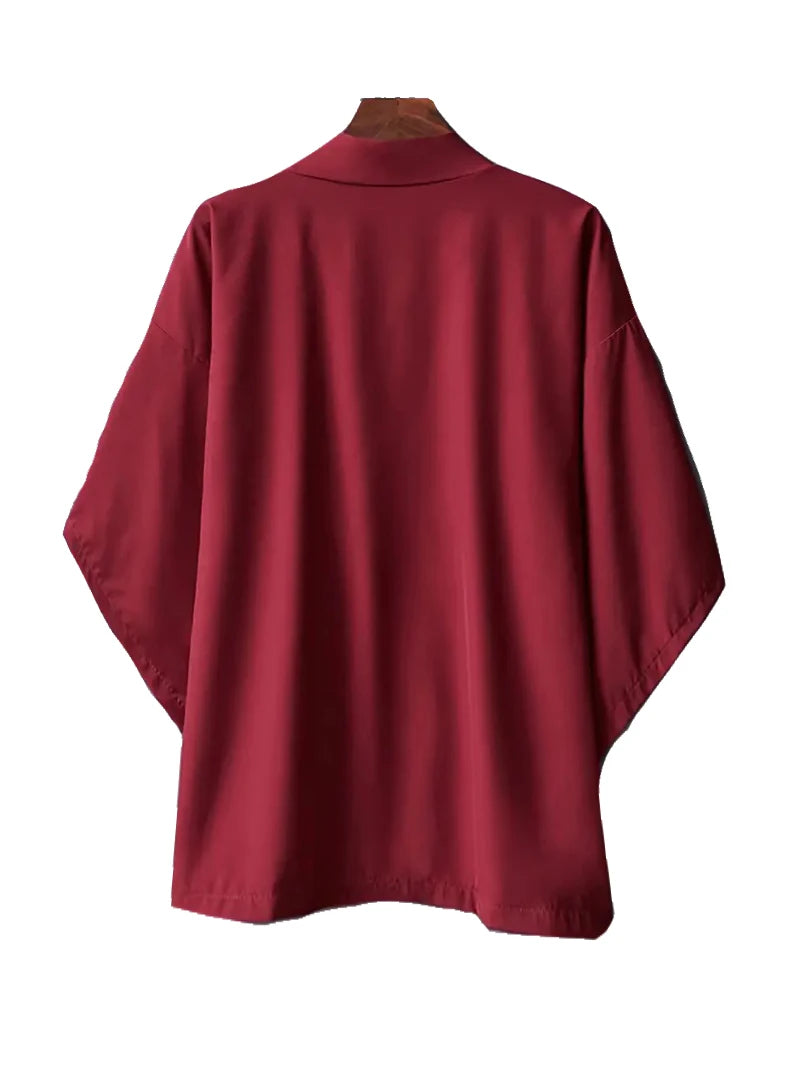 Kimono Men Cloak Kimono Para Hombre Black Coat White Cloak Beach Shirt Summer Haori Men Unisex Samurai Clothing Japanese Men - Ellianto fashion Men's