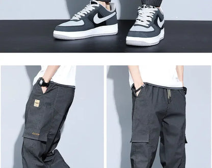 Summer Thin Men's Harajuku Cargo Pants Loose-Fit Sports Trendy Versatile Ankle-Length Casual Trousers - Ellianto fashion Men's