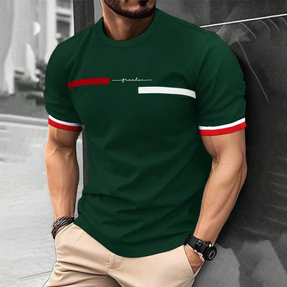 Fashion Summer 3D Stripe Letter Print Men's T Shirt Hip Hop Trend Harajuku Streetwear Casual O-neck Oversized T-shirts Men Tops - Ellianto fashion Men's