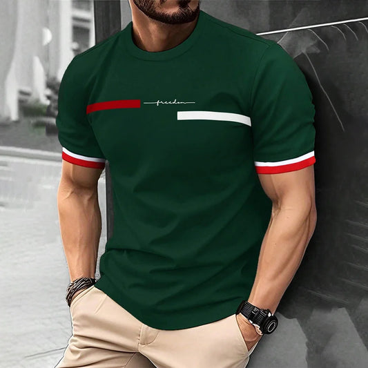 Fashion Summer 3D Stripe Letter Print Men's T Shirt Hip Hop Trend Harajuku Streetwear Casual O-neck Oversized T-shirts Men Tops - Ellianto fashion Men's