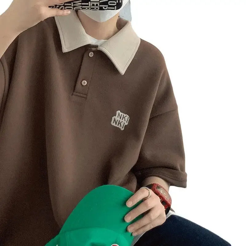 Trendy Insider Men's Polo Shirt Short Sleeve Casual Loose Fit Couple's Wardrobe Piece Sensible Niche Top Summer Fashion - Ellianto fashion Men's