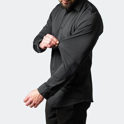 High Elasticity Seamless Spandex Shirt Men Long Sleeve Slim Fit Casual Solid Color Social Formal Dress Shirts 2025 - Ellianto fashion Men's