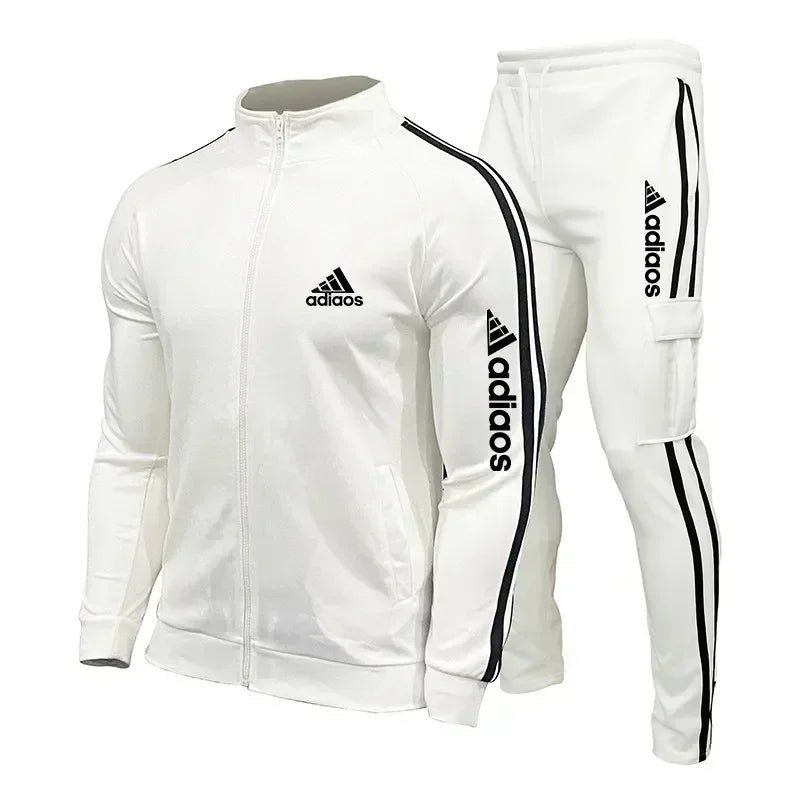 2025 New Men's Zipper Tracksuit Set Sweatshirt and Sweatpants Sports Suit Running Fitness Clothing - Ellianto fashion Men's