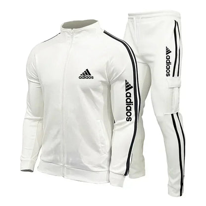 2025 New Men's Zipper Tracksuit Set Sweatshirt and Sweatpants Sports Suit Running Fitness Clothing - Ellianto fashion Men's