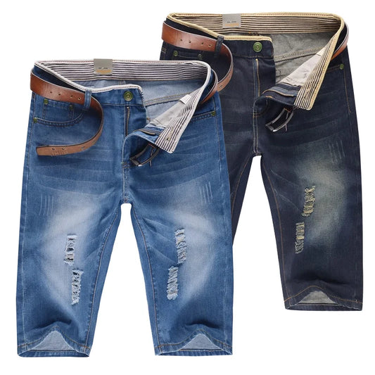 Men’s Summer Denim Pants – Lightweight, Washable, Perforated Comfort with Personalized Casual Style and Mid-Rise Fit