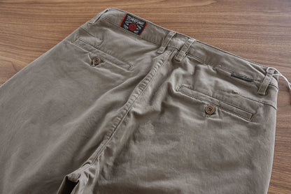 2025 Autumn New American Retro Woven Twill Cargo Pants Men's Simple 97.4% Cotton Washed Micro Elastic Straight Casual Trousers - Ellianto fashion Men's