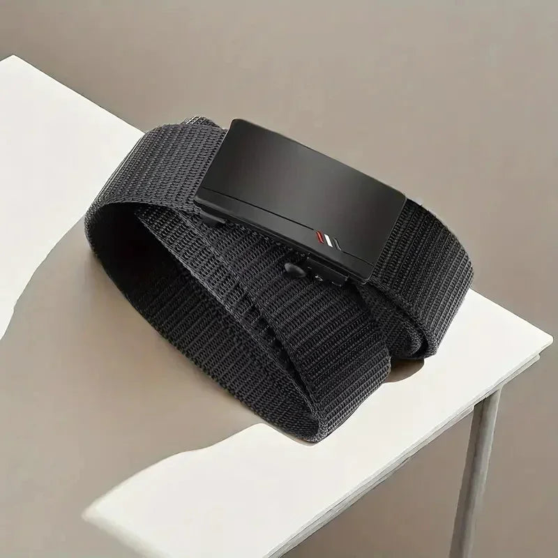 Men's Belt Outdoor Leisure Sports Belt Toothless Quick Release Automatic Buckle Quality Black Belt - Ellianto fashion Men's