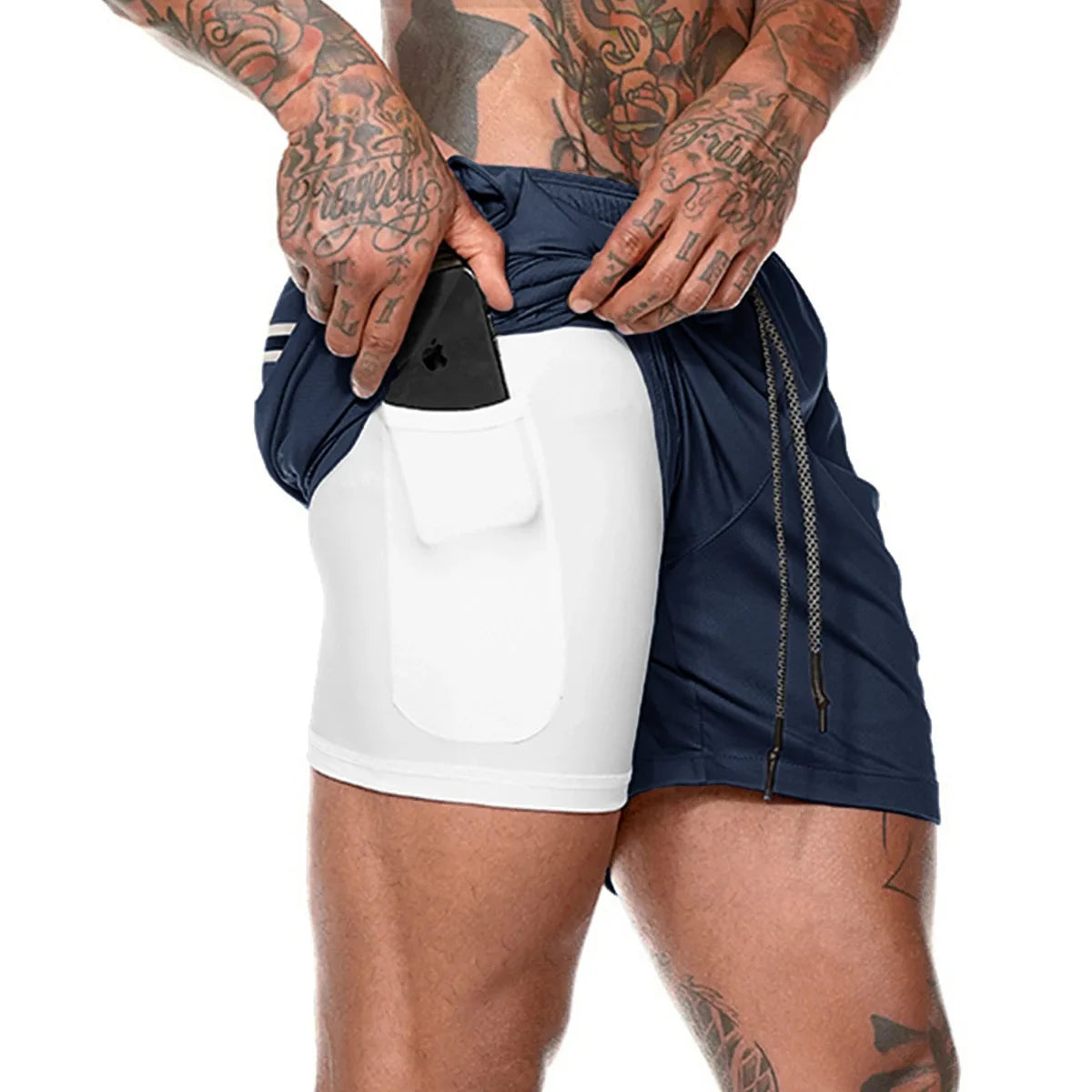 Men Sport Shorts Sportswear Double-deck Running Shorts 2 In 1 Beach Bottoms Summer Gym Fitness Training Jogging Short Pants Men - Ellianto fashion Men's