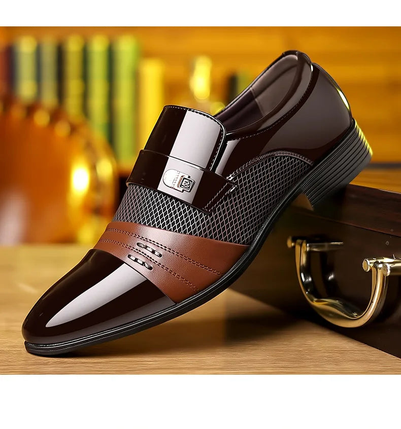 Oxford Shoes Men's Luxury Lacquer Wedding Shoe Pointed Toe Dress Shoes for Men Classic Business Men Leather Shoes Big Size 38-48 - Ellianto fashion Men's