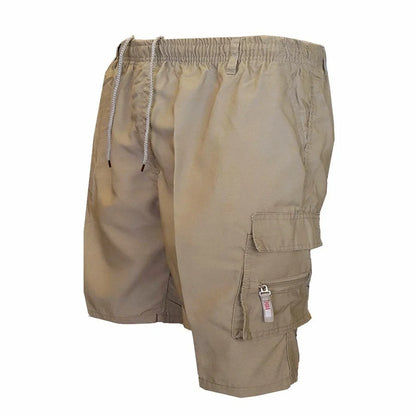 Men's Tactical Shorts Summer Casual Cargo Shorts Knee-length Multi-pockets Elastic Waist Work Hiking Overalls Short Pants Male - Ellianto fashion Men's