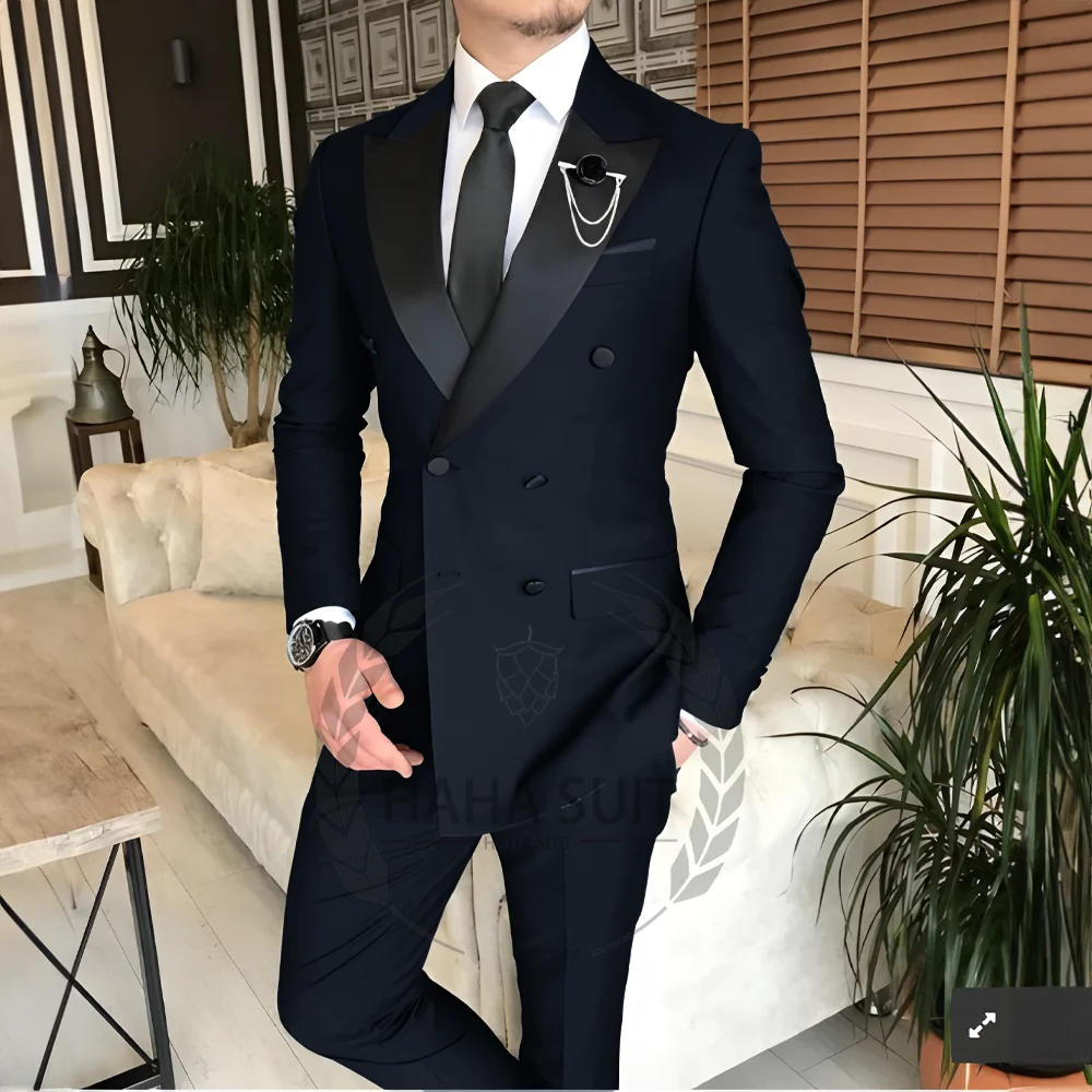 trend 2025 Men's Suit Tailored 2-Piece Clothing Fashion Men's Wedding Groom Suits Best Man Dinner Engagement Tuxedo - Ellianto fashion Men's